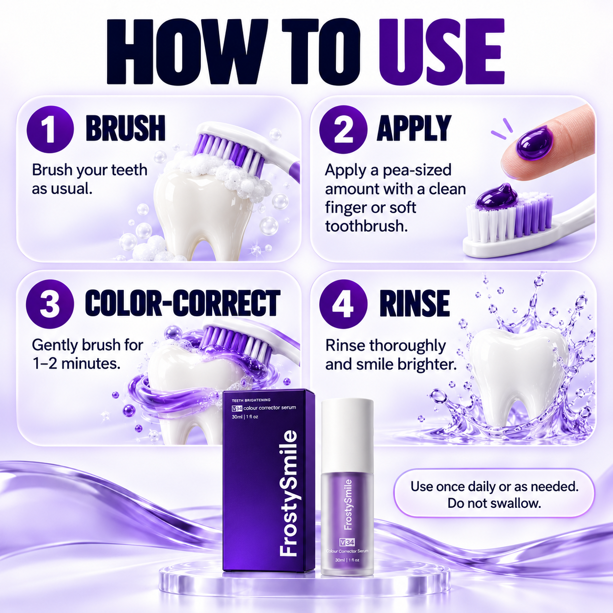FrostySmiles Instant Purple-Correcting Tooth Serum